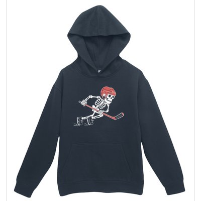 Halloween Spooky Funny Skeleton Playing Ice Hockey Lovers Gift Urban Pullover Hoodie