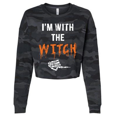 Halloween Shirt For Husbands I'm With The Witch She Be Crazy Cropped Pullover Crew