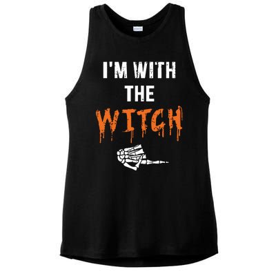 Halloween Shirt For Husbands I'm With The Witch She Be Crazy Ladies PosiCharge Tri-Blend Wicking Tank