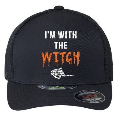 Halloween Shirt For Husbands I'm With The Witch She Be Crazy Flexfit Unipanel Trucker Cap