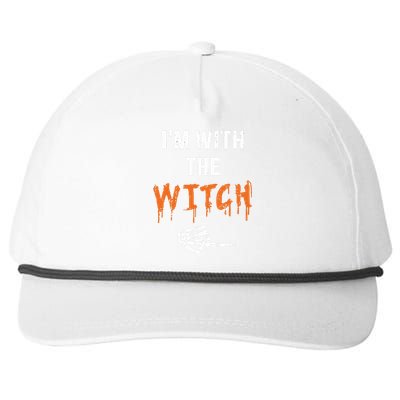 Halloween Shirt For Husbands I'm With The Witch She Be Crazy Snapback Five-Panel Rope Hat