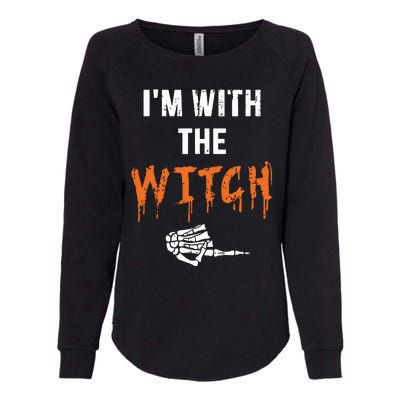 Halloween Shirt For Husbands I'm With The Witch She Be Crazy Womens California Wash Sweatshirt