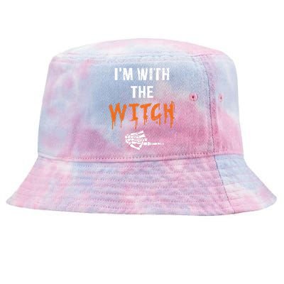 Halloween Shirt For Husbands I'm With The Witch She Be Crazy Tie-Dyed Bucket Hat