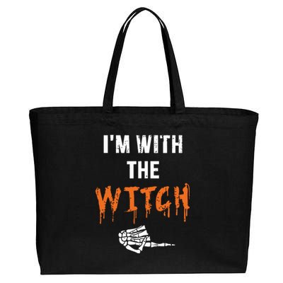 Halloween Shirt For Husbands I'm With The Witch She Be Crazy Cotton Canvas Jumbo Tote