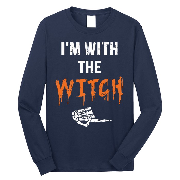 Halloween Shirt For Husbands I'm With The Witch She Be Crazy Long Sleeve Shirt