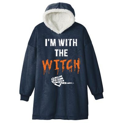 Halloween Shirt For Husbands I'm With The Witch She Be Crazy Hooded Wearable Blanket