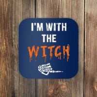 Halloween Shirt For Husbands I'm With The Witch She Be Crazy Coaster