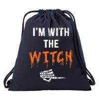 Halloween Shirt For Husbands I'm With The Witch She Be Crazy Drawstring Bag