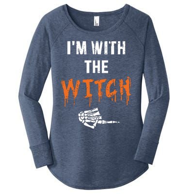 Halloween Shirt For Husbands I'm With The Witch She Be Crazy Women's Perfect Tri Tunic Long Sleeve Shirt