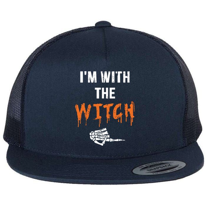 Halloween Shirt For Husbands I'm With The Witch She Be Crazy Flat Bill Trucker Hat