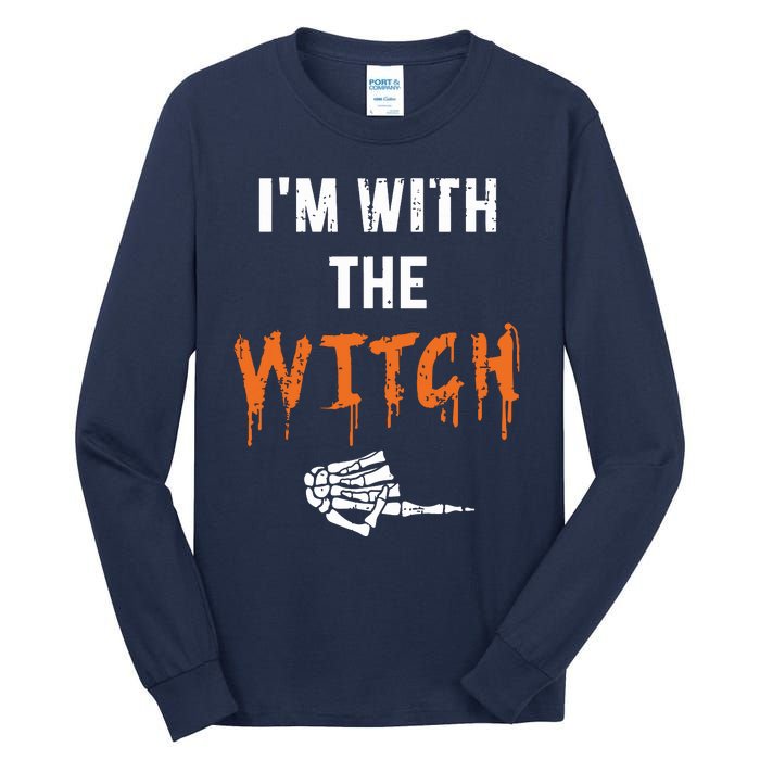 Halloween Shirt For Husbands I'm With The Witch She Be Crazy Tall Long Sleeve T-Shirt