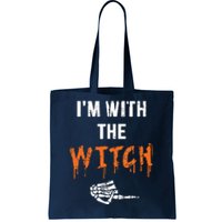 Halloween Shirt For Husbands I'm With The Witch She Be Crazy Tote Bag