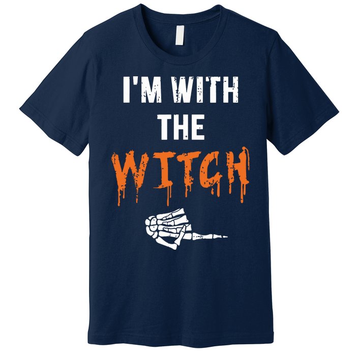 Halloween Shirt For Husbands I'm With The Witch She Be Crazy Premium T-Shirt