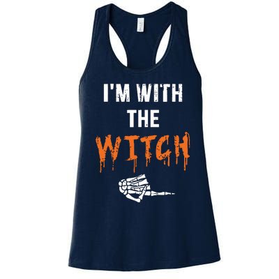 Halloween Shirt For Husbands I'm With The Witch She Be Crazy Women's Racerback Tank