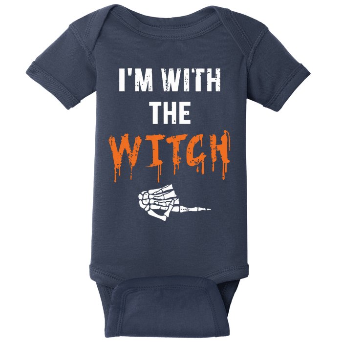 Halloween Shirt For Husbands I'm With The Witch She Be Crazy Baby Bodysuit