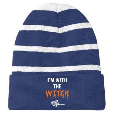 Halloween Shirt For Husbands I'm With The Witch She Be Crazy Striped Beanie with Solid Band