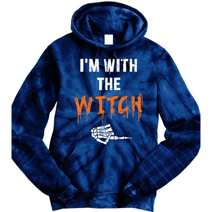 Halloween Shirt For Husbands I'm With The Witch She Be Crazy Tie Dye Hoodie