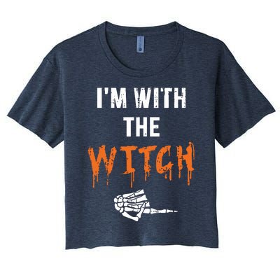 Halloween Shirt For Husbands I'm With The Witch She Be Crazy Women's Crop Top Tee