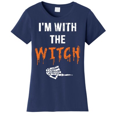 Halloween Shirt For Husbands I'm With The Witch She Be Crazy Women's T-Shirt