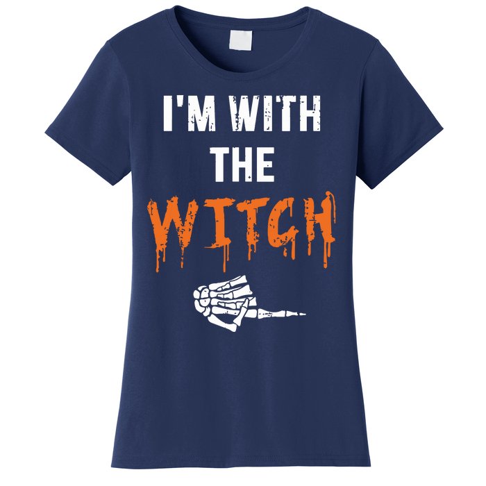 Halloween Shirt For Husbands I'm With The Witch She Be Crazy Women's T-Shirt