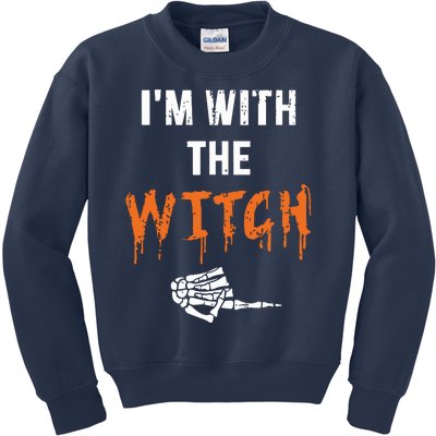 Halloween Shirt For Husbands I'm With The Witch She Be Crazy Kids Sweatshirt