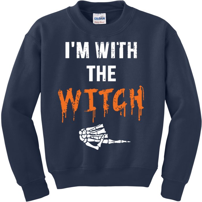 Halloween Shirt For Husbands I'm With The Witch She Be Crazy Kids Sweatshirt