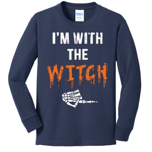 Halloween Shirt For Husbands I'm With The Witch She Be Crazy Kids Long Sleeve Shirt