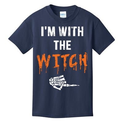 Halloween Shirt For Husbands I'm With The Witch She Be Crazy Kids T-Shirt