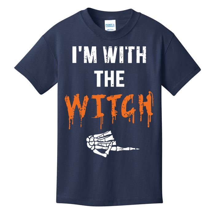 Halloween Shirt For Husbands I'm With The Witch She Be Crazy Kids T-Shirt