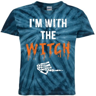 Halloween Shirt For Husbands I'm With The Witch She Be Crazy Kids Tie-Dye T-Shirt