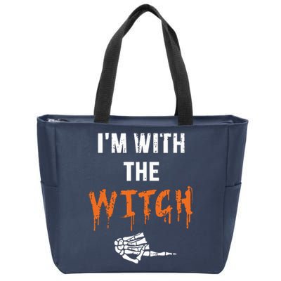 Halloween Shirt For Husbands I'm With The Witch She Be Crazy Zip Tote Bag