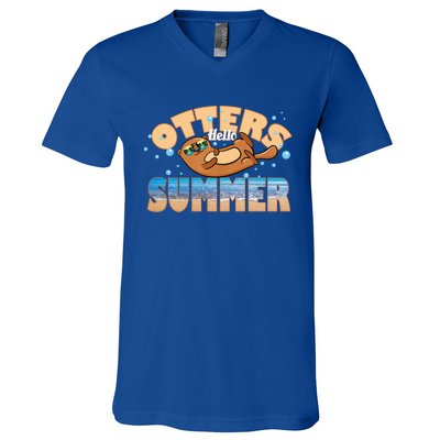 Hello Summer Funny Sea Otter Lover Gift V-Neck T-Shirt