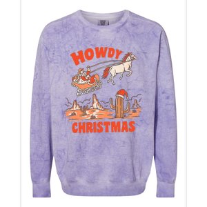 Howdy Santa Funny Christmas Xmas Western Cowboy Colorblast Crewneck Sweatshirt