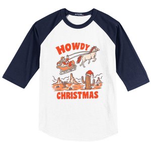 Howdy Santa Funny Christmas Xmas Western Cowboy Baseball Sleeve Shirt