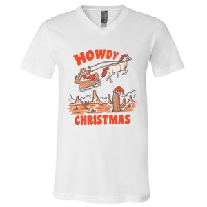 Howdy Santa Funny Christmas Xmas Western Cowboy V-Neck T-Shirt