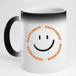 Happiness Smiley Face Be Happy Inspirational 11oz Black Color Changing Mug