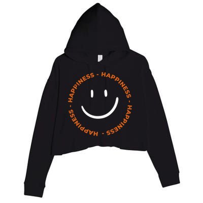 Happiness Smiley Face Be Happy Inspirational Crop Fleece Hoodie