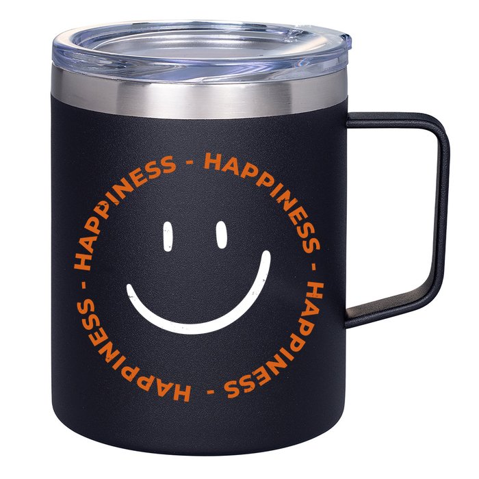 Happiness Smiley Face Be Happy Inspirational 12oz Stainless Steel Coffee Mug