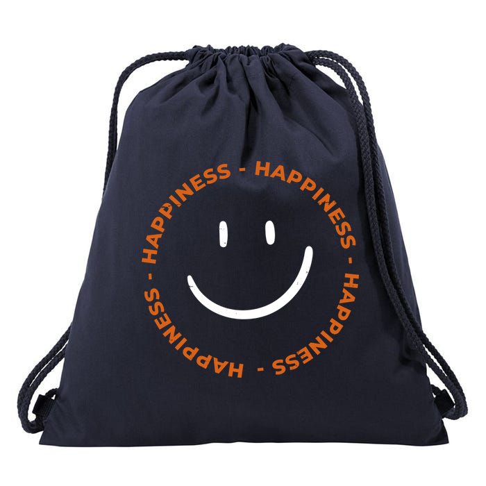 Happiness Smiley Face Be Happy Inspirational Drawstring Bag