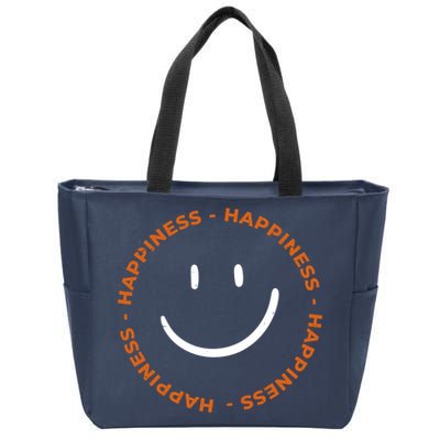 Happiness Smiley Face Be Happy Inspirational Zip Tote Bag