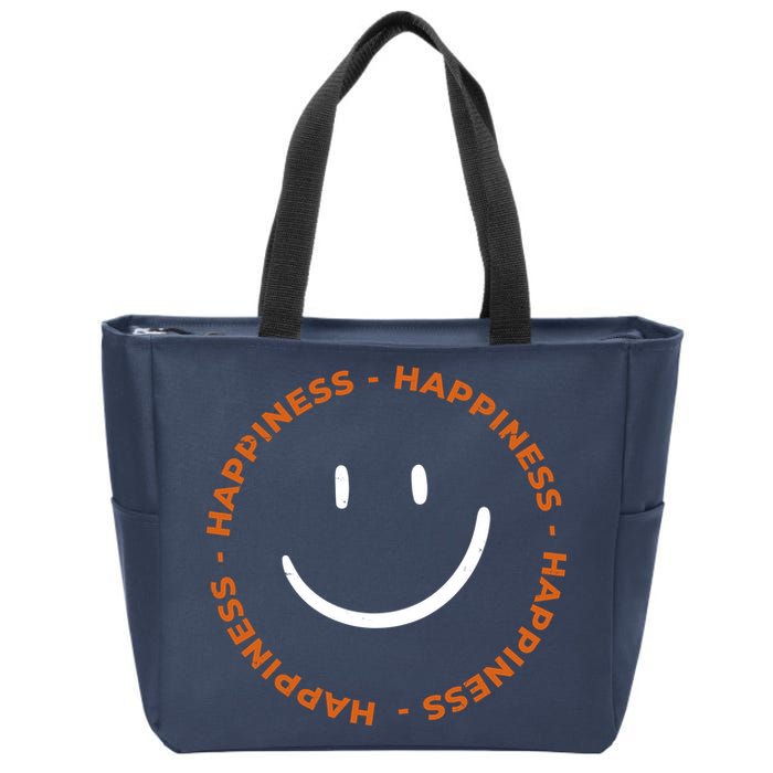 Happiness Smiley Face Be Happy Inspirational Zip Tote Bag