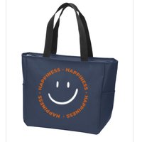 Happiness Smiley Face Be Happy Inspirational Zip Tote Bag