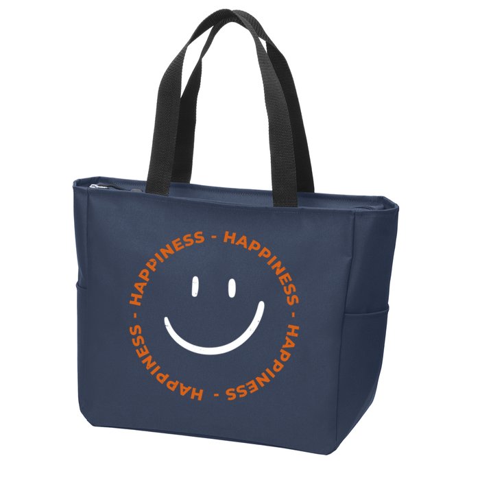 Happiness Smiley Face Be Happy Inspirational Zip Tote Bag