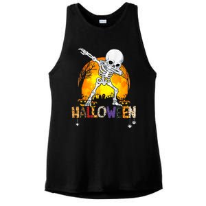 Halloween Shirts For Dabbing Skeleton Costume Ladies PosiCharge Tri-Blend Wicking Tank