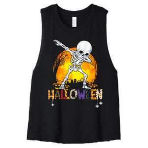 Halloween Shirts For Dabbing Skeleton Costume Women's Racerback Cropped Tank