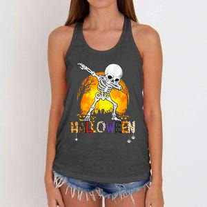 Halloween Shirts For Dabbing Skeleton Costume Women's Knotted Racerback Tank