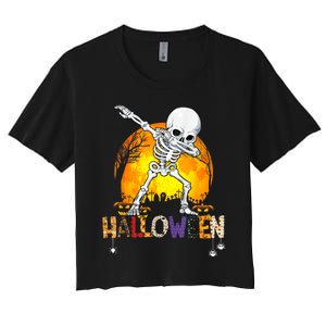 Halloween Shirts For Dabbing Skeleton Costume Women's Crop Top Tee