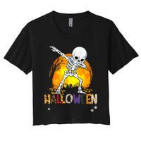 Halloween Shirts For Dabbing Skeleton Costume Women's Crop Top Tee