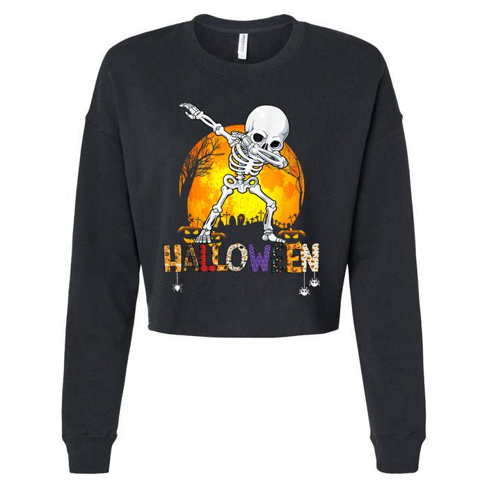 Halloween Shirts For Dabbing Skeleton Costume Cropped Pullover Crew