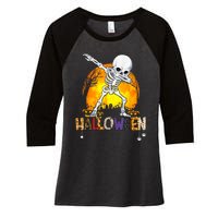 Halloween Shirts For Dabbing Skeleton Costume Women's Tri-Blend 3/4-Sleeve Raglan Shirt